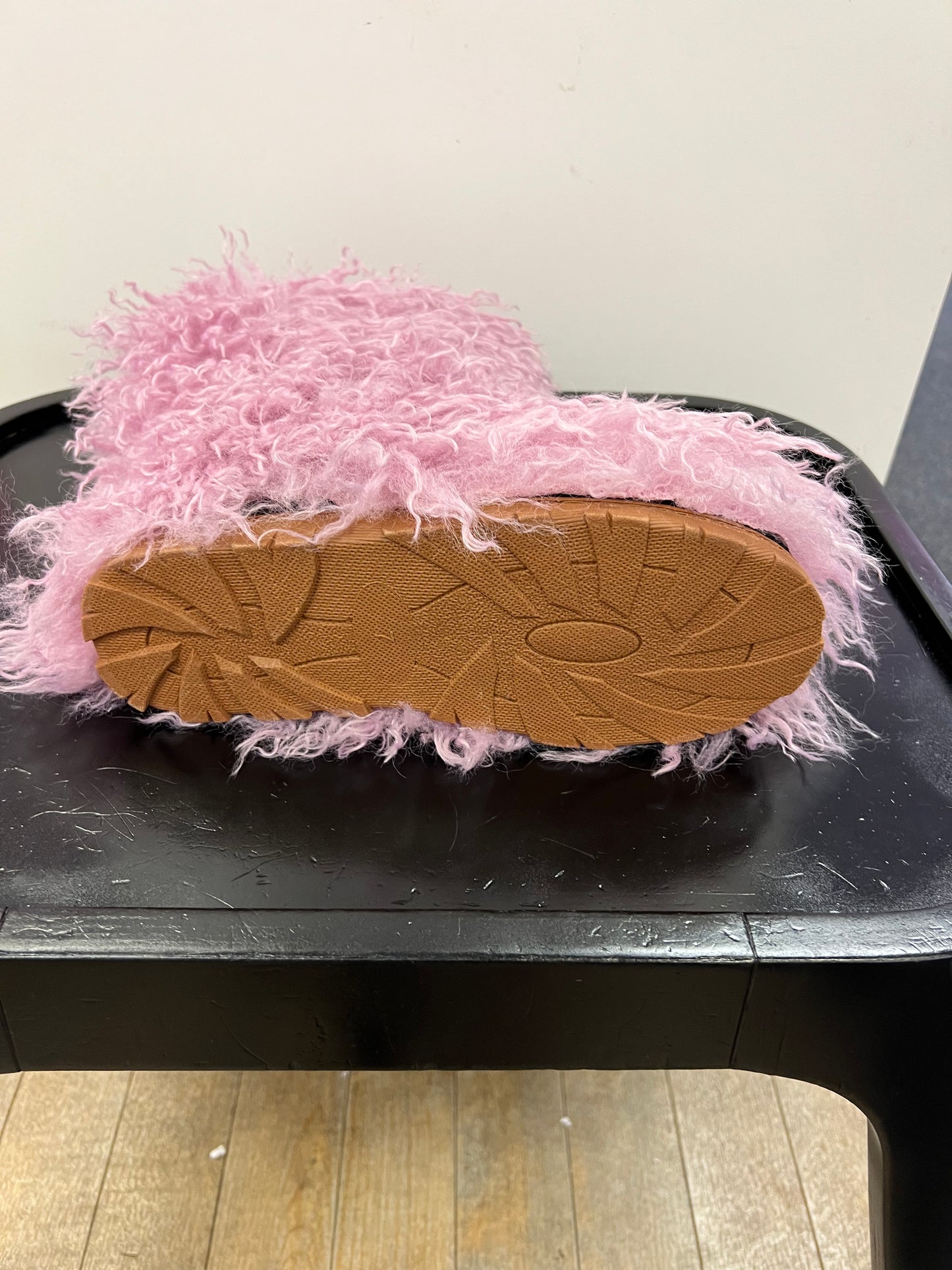 GOGO-3 PINK CURLY FUR SLIP ON BOOTS
