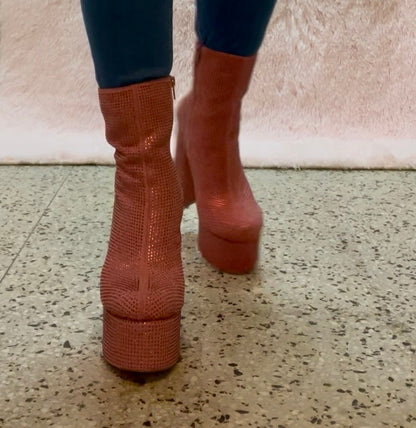 KLORIS-20 Pink Chunky Block Heel, Approx. 4.5"