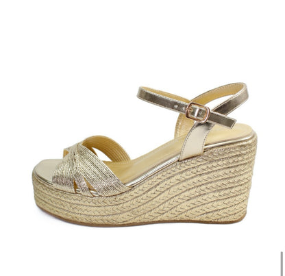 SAMMY-1 GOLD ESPADRILLE WEDGE SANDAL