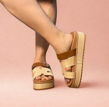 TRACI-25 Beige Tan Natural Raffia