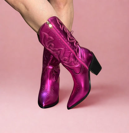 RYDER Hot Pink Metallic Cowboy Boot