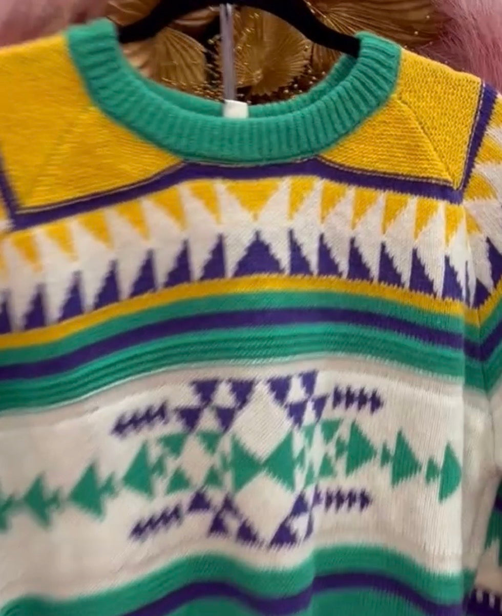 ALPINE MARDI GRAS SWEATER/VT81733 White Multi