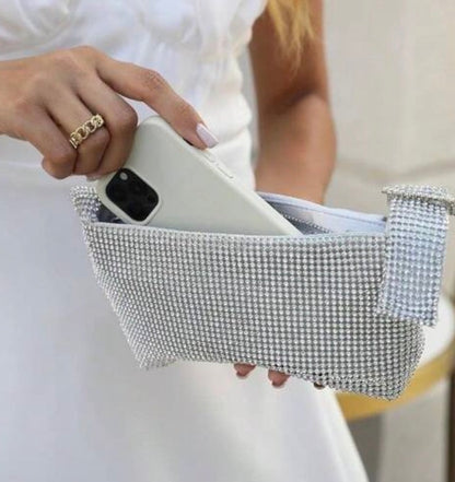 KRIS SILVER RHINESTONE SHOULDER BAG