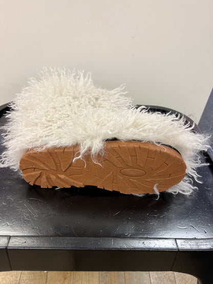 GOGO-3 OFF WHITE CURLY FUR SLIP ON BOOTS