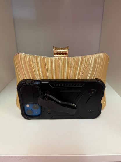 KELLY GOLD PLEATED EVENING CLUTCH