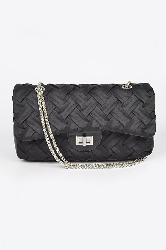 HITORI BAG/HPC5475 Black Satin - Woven Clutch