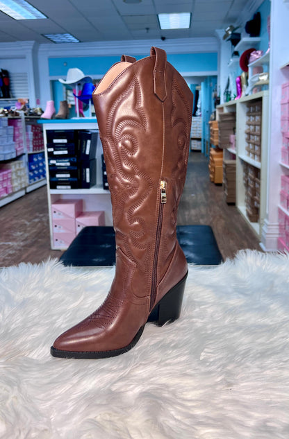 ARIZONA/N25 BROWN  Vegan Leather Cowboy Boot