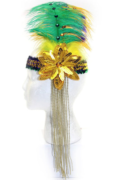 LARGE PEACOCK FEATHER SEQUIN HEADBAND - ShoeNami