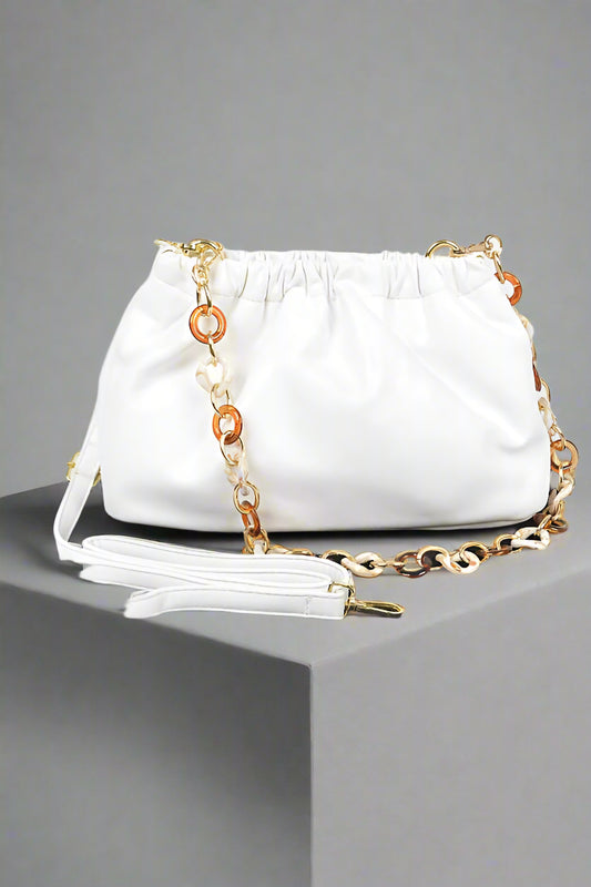 POSEY BAG/HPC5523 White Faux Leather Slouchy Purse