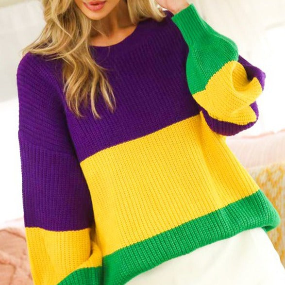 STRIPED MARDI GRAS SWEATER/VT81090 - ShoeNami