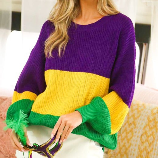 STRIPED MARDI GRAS SWEATER/VT81090 - ShoeNami