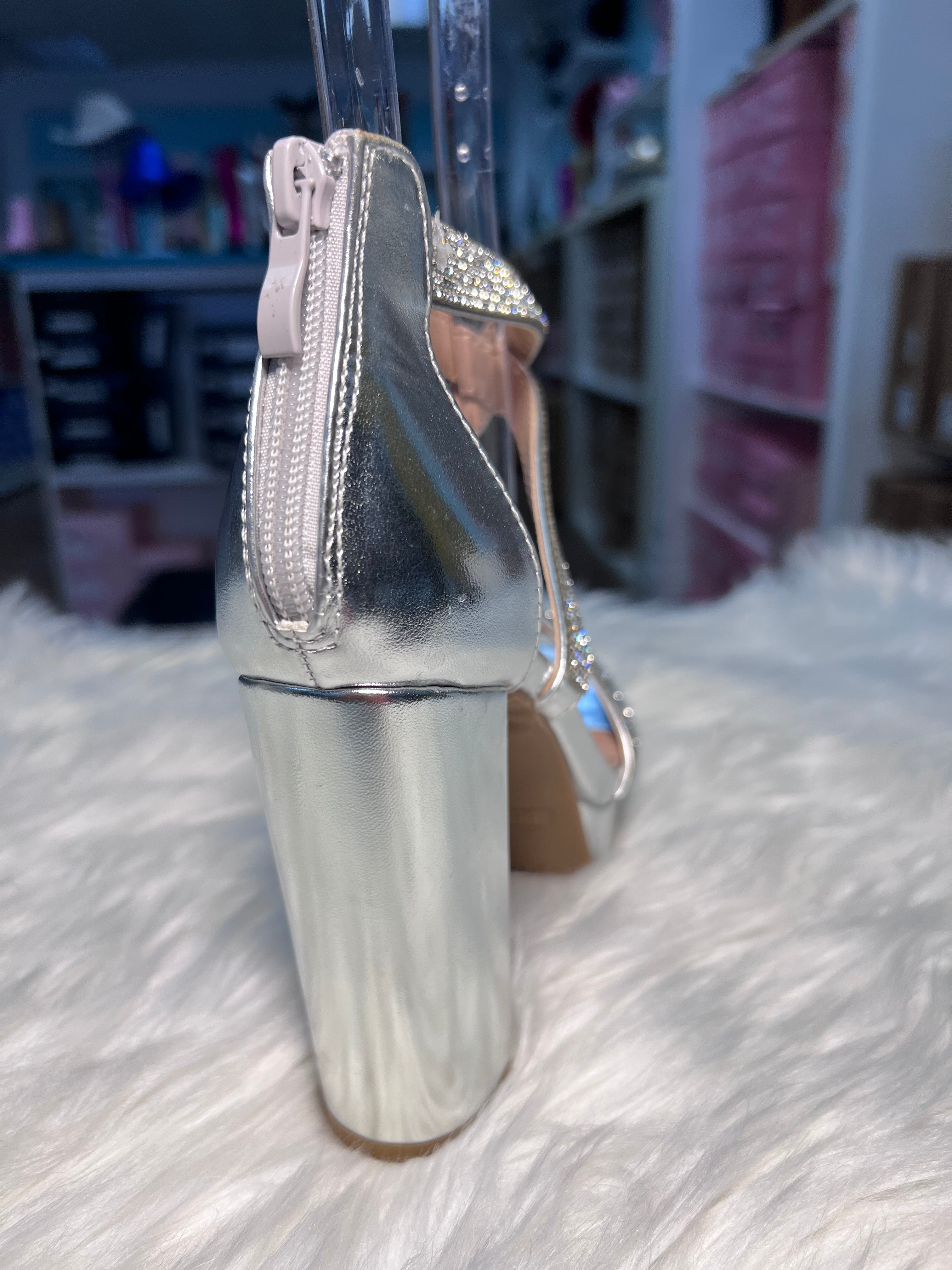 HEATHER SILVER Platform Chunky Heel Sandal