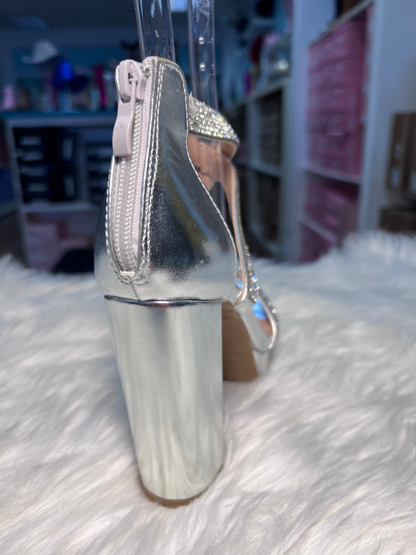 HEATHER SILVER Platform Chunky Heel Sandal