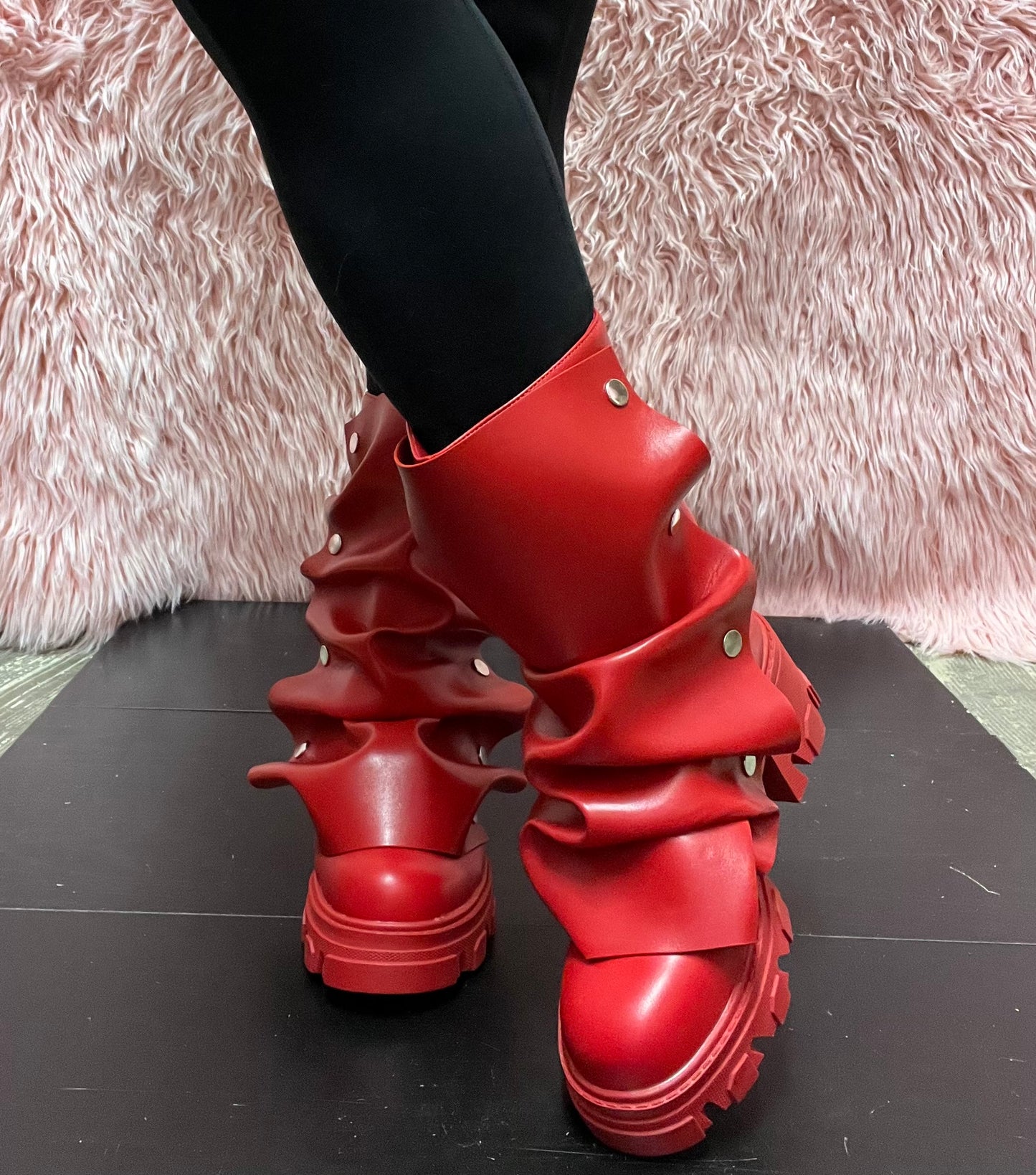 MAGEO-2 Red Faux Leather