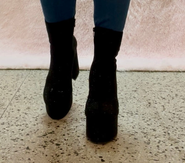 KLORIS-20 Black Chunky Block Heel, Approx. 4.5"