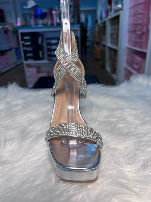 HEATHER SILVER Platform Chunky Heel Sandal