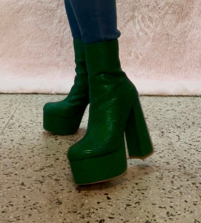 KLORIS-20 Green Chunky Block Heel, Approx. 4.5