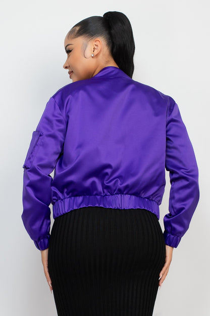 TCHOUP JACKET Purple Satin Zip Up Mardi Gras