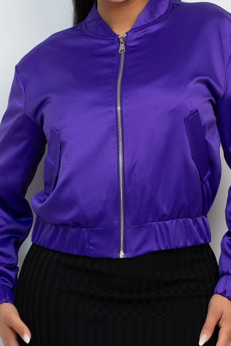 TCHOUP JACKET Purple Satin Zip Up Mardi Gras