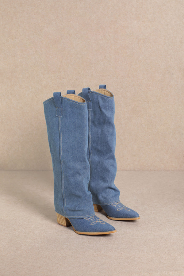 PAMELA Denim Cowboy Boots