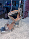 HEATHER SILVER Platform Chunky Heel Sandal