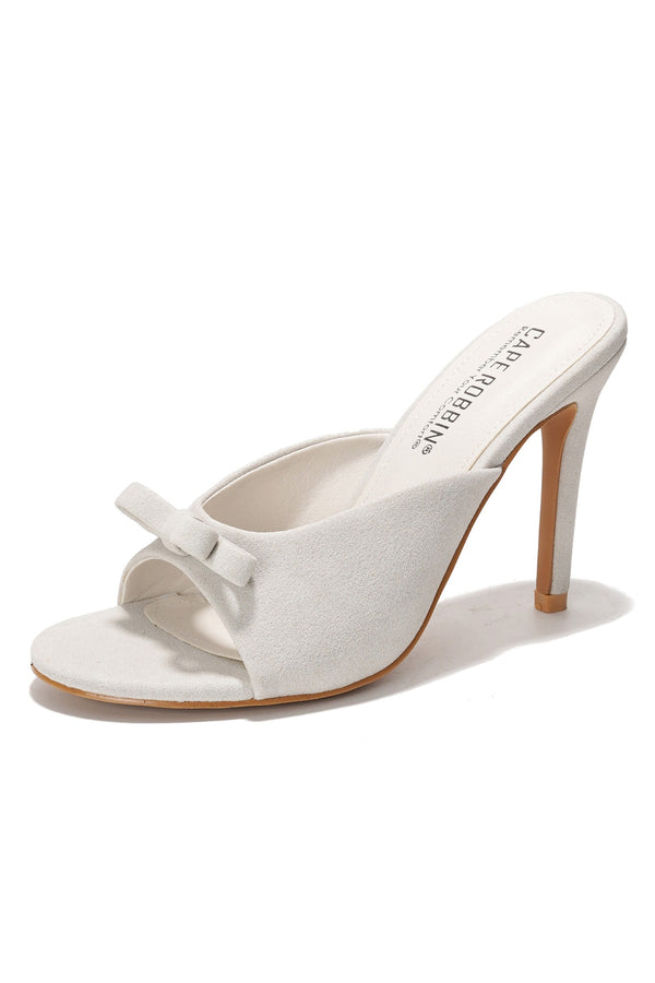 MELLA Off White Faux Suede Mule