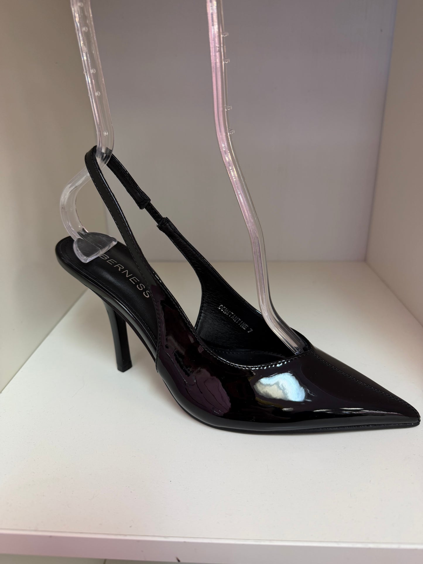 CONSTANTINE PATENT LEATHER POINTY TOE SLING BACK PUMP Black