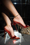 LOLETA Red Metallic Faux Leather Mule