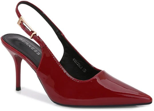 GRACIELA PATENT LEATHER POINTY TOE SLING BACK PUMP Burgundy