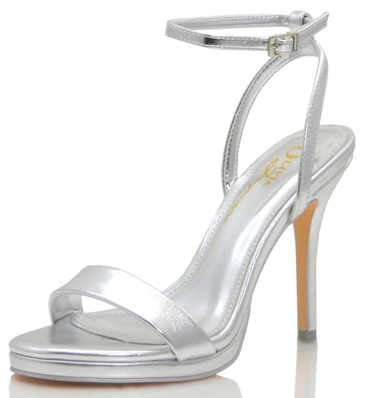 ANNIE METALLIC FAUX LEATHER PLATFORM HEEL Silver