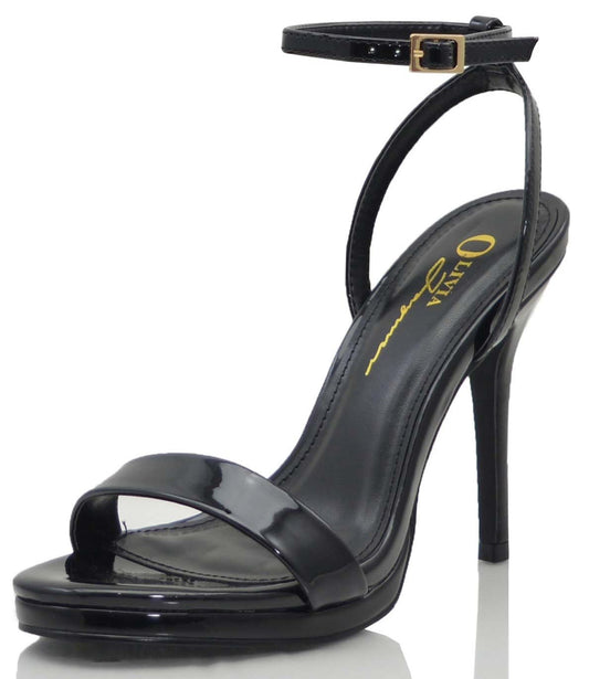 ANNIE PATENT FAUX LEATHER PLATFORM HEEL Black