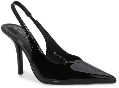 CONSTANTINE PATENT LEATHER POINTY TOE SLING BACK PUMP Black