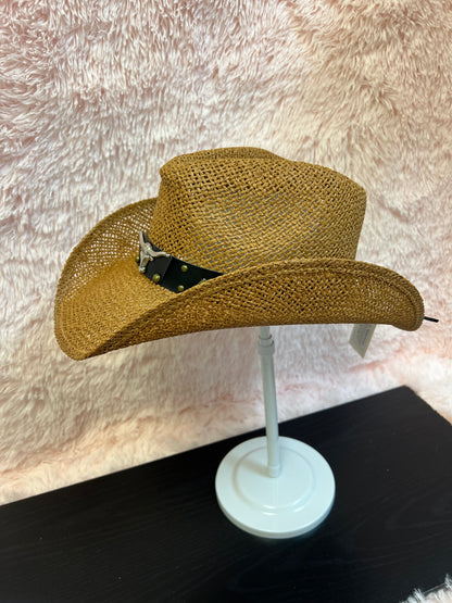 BULLHORN STRAW COWBOY HAT TAN