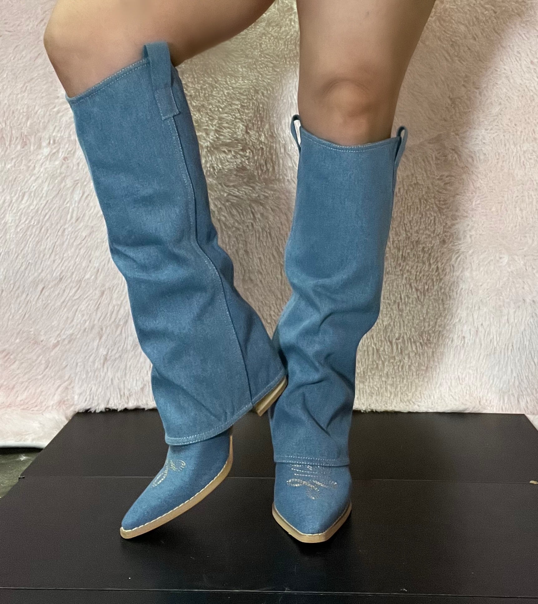 PAMELA Denim Cowboy Boots
