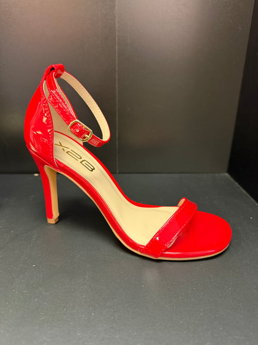 ROMI-1 RED PATENT STILETTO HEEL WITH ANKLE STRAP