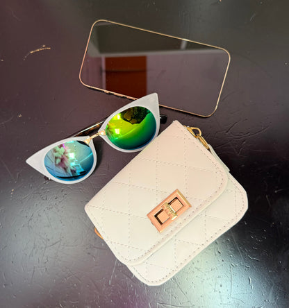 JANAE WHITE MINI BAG WITH CROSS BODY STRAP