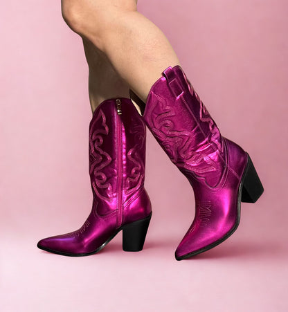 RYDER Hot Pink Metallic Cowboy Boot