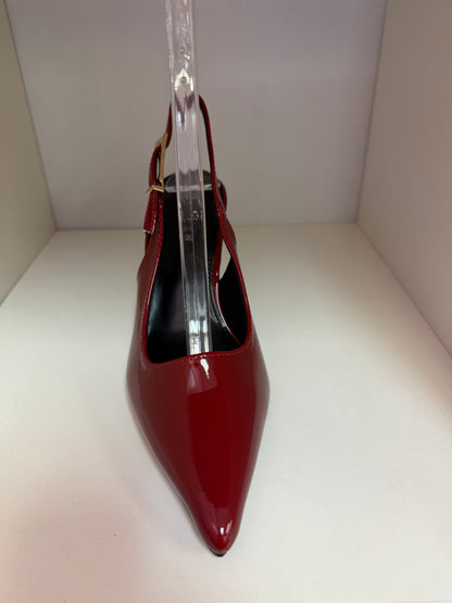 GRACIELA PATENT LEATHER POINTY TOE SLING BACK PUMP Burgundy