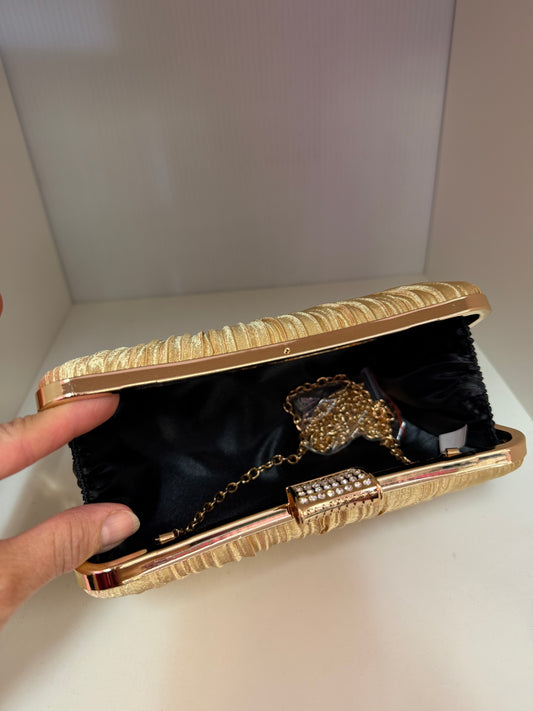KELLY GOLD PLEATED EVENING CLUTCH