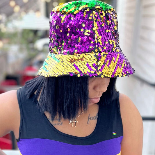 BUCKET SEQUIN MARDI GRAS HAT - ShoeNami