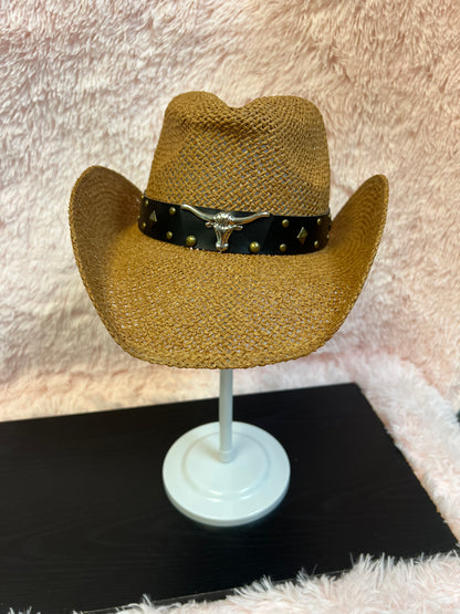 BULLHORN STRAW COWBOY HAT TAN