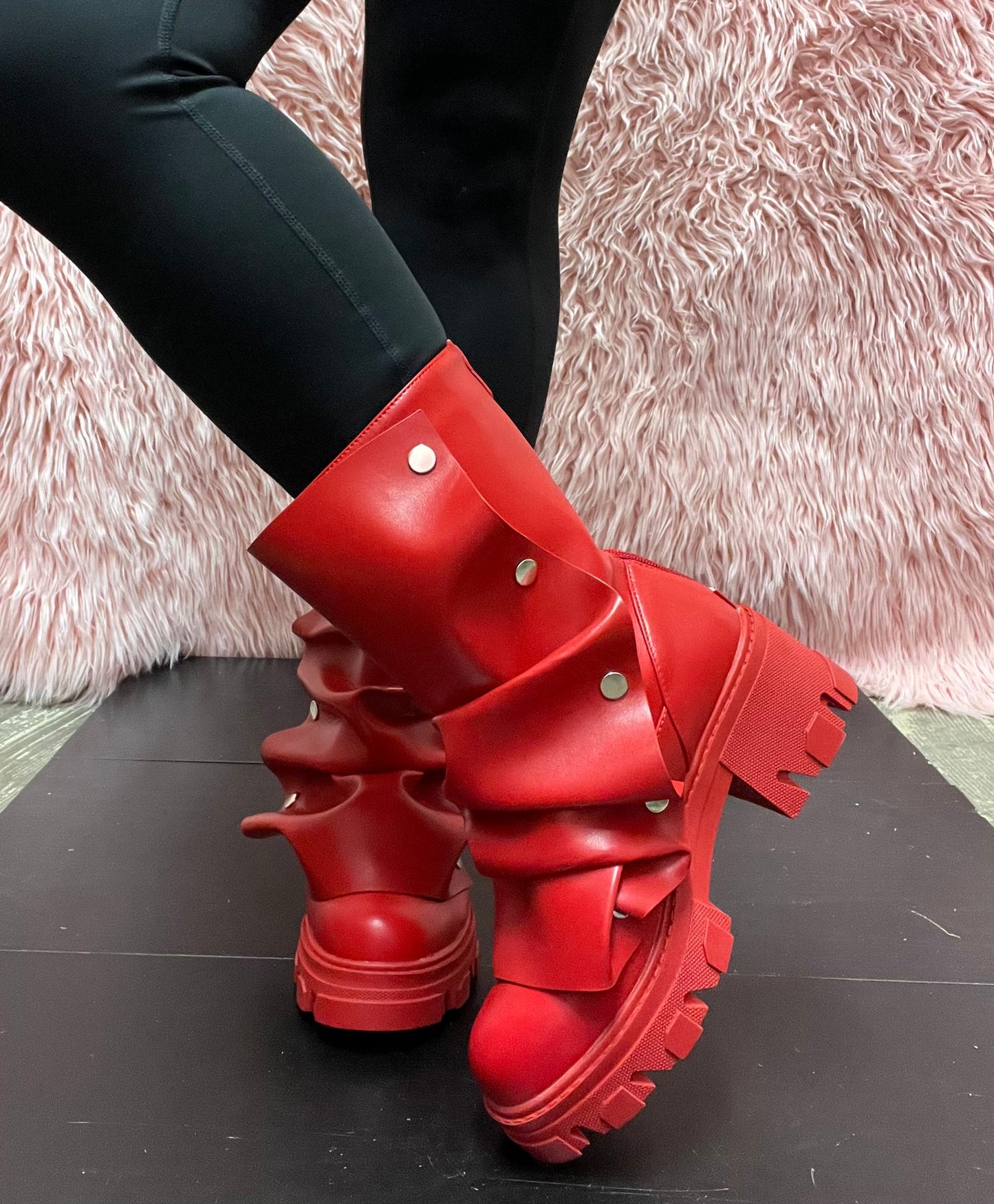 MAGEO-2 Red Faux Leather