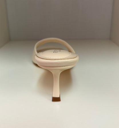 CATH AG26 BONE WHITE FAUX LEATHER SLIP ON MULE OPEN TOE KITTEN HEEL