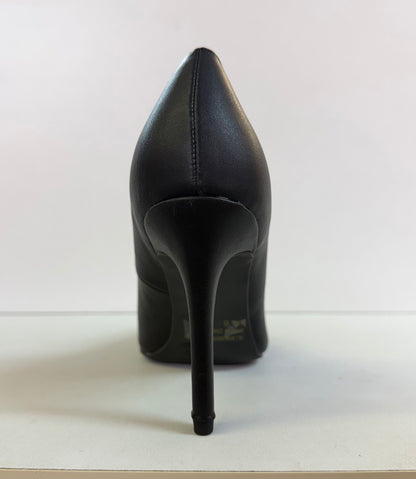 TRINA-01 BLACK FAUX LEATHER ENCLOSED POINTY TOE CLASSIC STILETTO PUMP