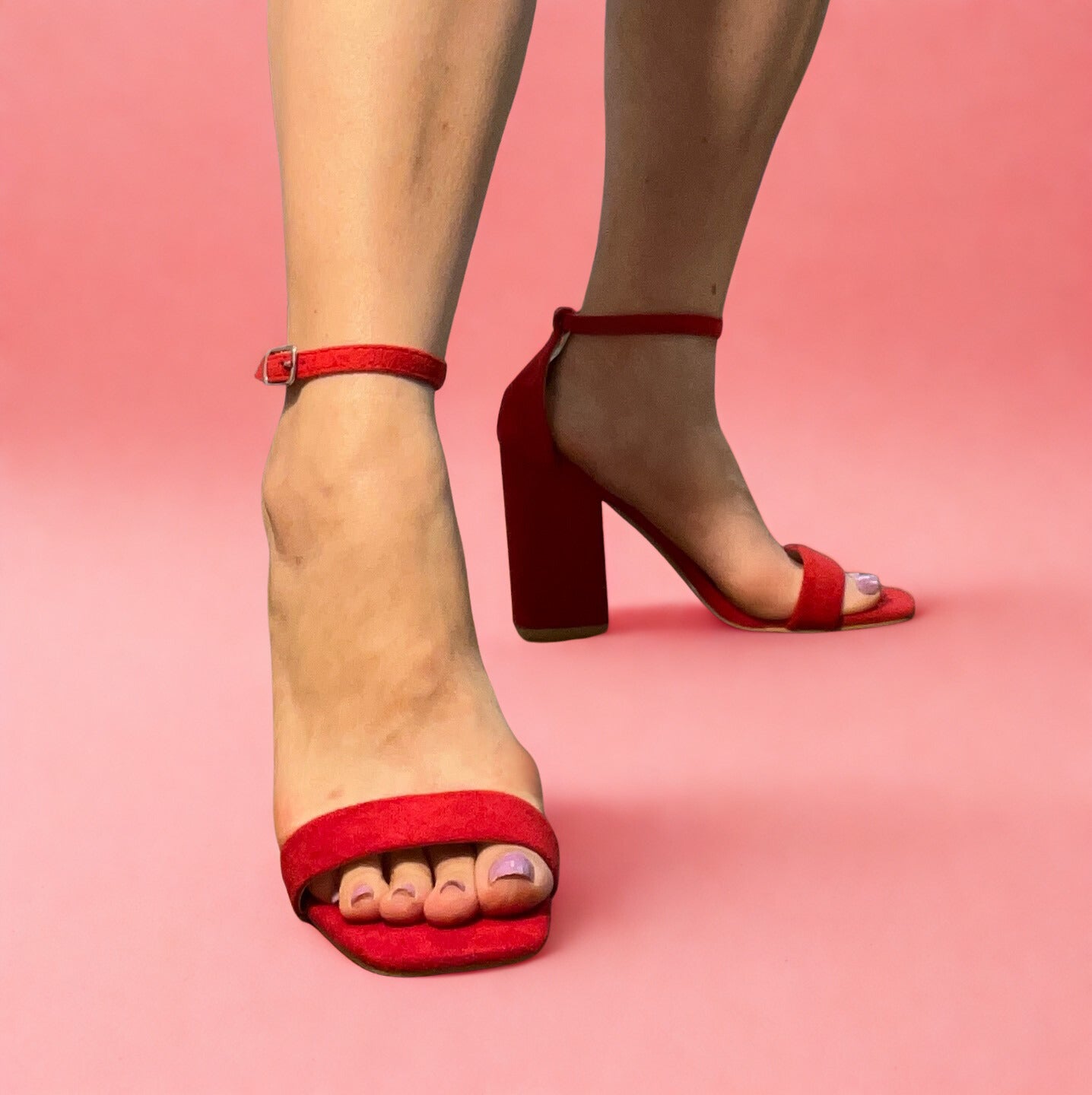 FRIDAY-108 Red Block Heel, Approx. 4"
