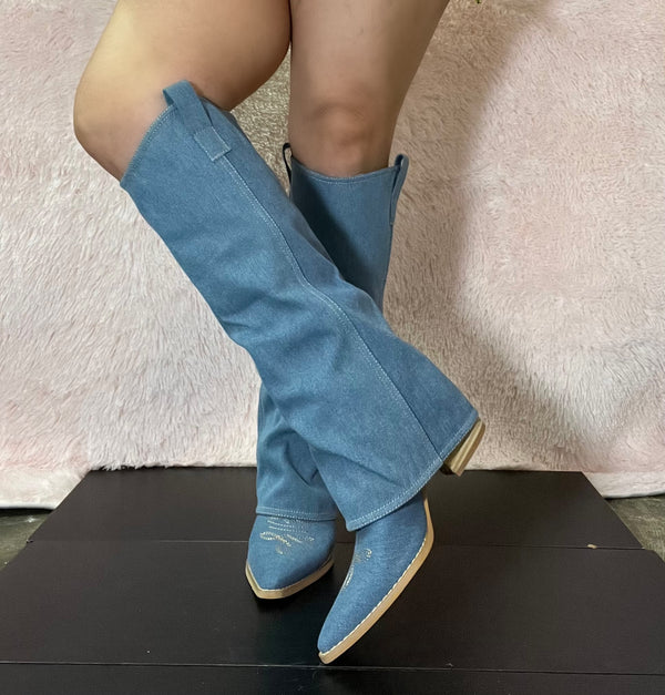 PAMELA Denim Cowboy Boots