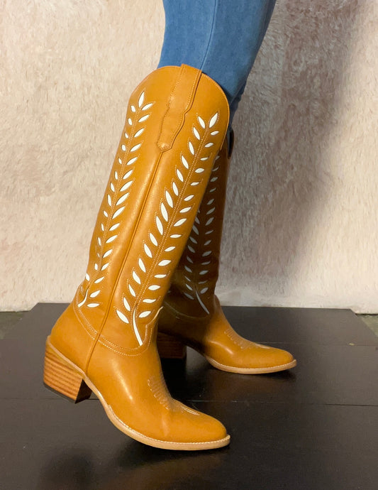 LUCIA Camel Cowboy Boots
