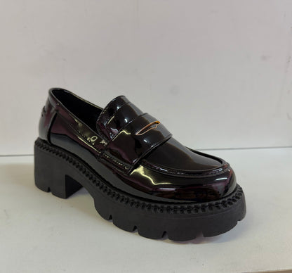 MODEL-13 BLACK PATENT LEATHER CHUNKY EDGY ACADEMIA STYLE PLATFORM LOAFER