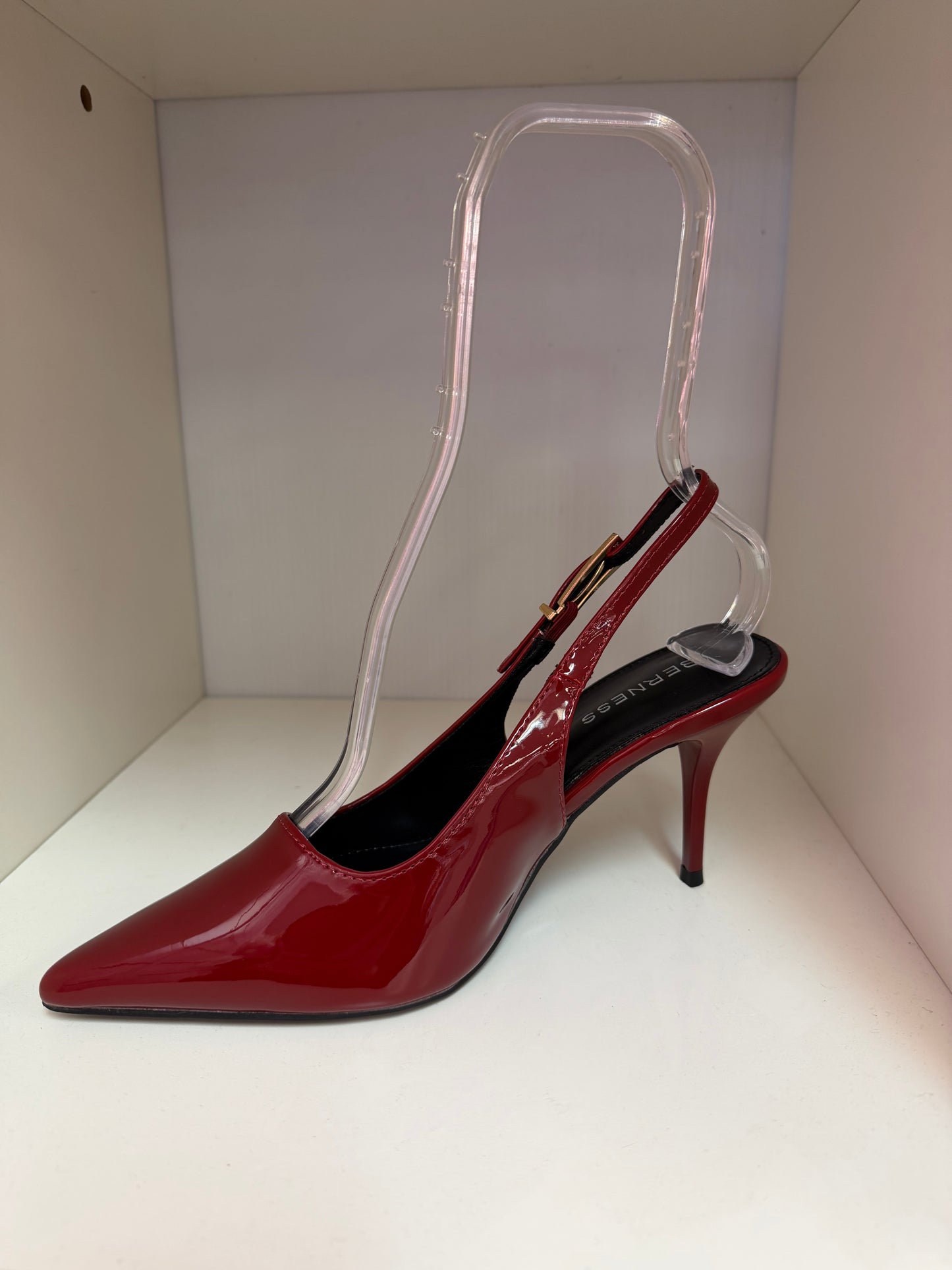 GRACIELA PATENT LEATHER POINTY TOE SLING BACK PUMP Burgundy