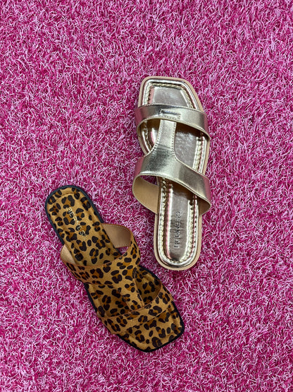 THELMA LEOPARD PRINT SLIP ON FLAT SANDAL